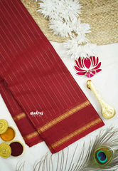 Karthigai silk cotton rettapet border stripes body - Red