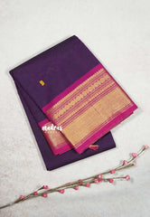 Jamun Purple - Karthigai silk cotton Bavanji and Rudrakshm Border