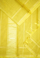 Karthigai silk cotton rettapet border stripes body - Lemon yellow