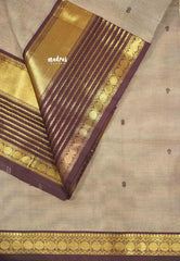 Karthigai silk cotton rudraksham vari border - Mild brown