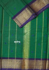 Dark Green - Karthigai silk cotton buttas with heart border