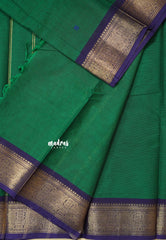 Dark Green - Karthigai silk cotton buttas with heart border