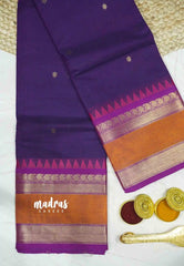 Karthigai silk cotton mango multiborder - Purple