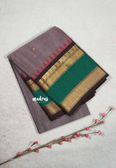 Dusty Purple - Karthigai silk cotton small Bavanji with skirt border with buttas