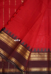 Dark Red - Karthigai silk cotton Temple Border - Best for Wedding Functions