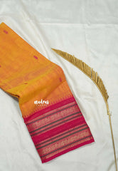 Dual Shade Orange - Karthigai silk cotton Rettapet peacock and mango border - Best for Wedding Functions