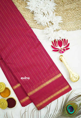 Karthigai silk cotton rettapet border stripes body - Rani pink