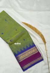 Dual Shade Green - Karthigai silk cotton temple mayil mango border - Best for Wedding Functions