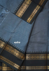 Bluish Grey - Karthigai Silk Cotton Rettapet rudraksham border