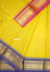 Karthigai silk cotton buttas with bavanji Ganga Jamuna border - Yellow