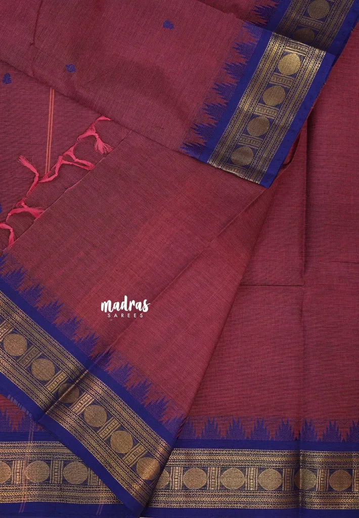 Rosewood Pink - Karthigai silk cotton rudraksham with buttas with temple weaving