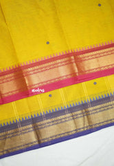 Karthigai silk cotton buttas with bavanji Ganga Jamuna border - Yellow