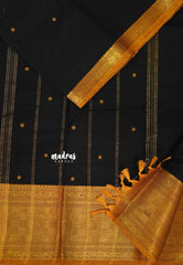 Black Pearl  - Karthigai silk cotton Multi Checks Border with buttas