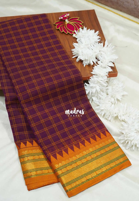 Winered - Karthigai silk cotton big muthu kattam getti border