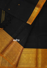 Black Pearl  - Karthigai silk cotton Multi Checks Border with buttas