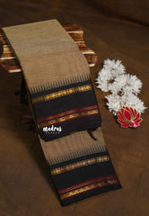 Earthen Taupe - Karthigai silk cotton plain body rudraksham skirt border - Best for Small Functions