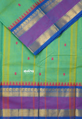 Dual shade Green - Karthigai silk cotton mango and temple skirt border with buttas