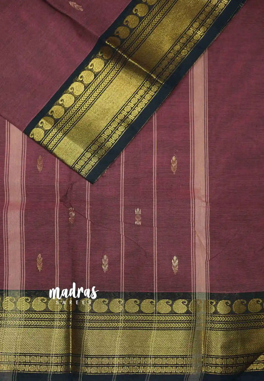 Karthigai silk cotton bavanji mango border - Onion pink