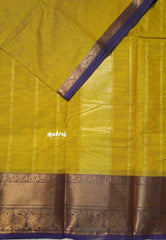 Yellow Glow - Karthigai silk cotton Getti Zari and Peacock Border - Best for Wedding Functions