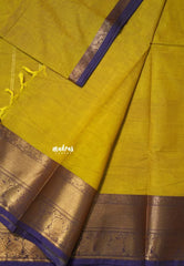 Yellow Glow - Karthigai silk cotton Getti Zari and Peacock Border - Best for Wedding Functions