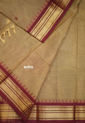 Karthigai silk cotton getti zari with floral border - Mild brown