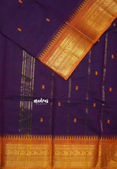 Jamun Purple - Karthigai silk cotton Saree Bavanji and Mango border with buttas - Best for Wedding Functions