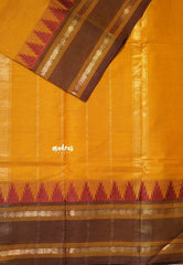 Yellowish Orange - Karthigai silk cotton temple and rettapata rudraksham border