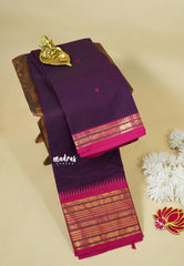 Purple - Karthigai silk cotton  Multi Border Rudraksham with buttas