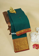 Peacock Jade  - Karthigai silk cotton Multi Checks Border with buttas