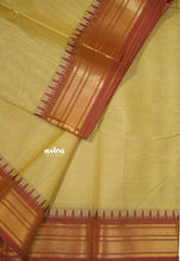 Karthigai silk cotton Plain bavanji border - Sandal