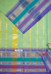 Soft Mint Green - Karthigai Mercerised Cotton Rudraksham, Peacock and Multi Color Border - Best for Festival Wear