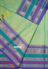 Soft Mint Green - Karthigai Mercerised Cotton Rudraksham, Peacock and Multi Color Border - Best for Festival Wear