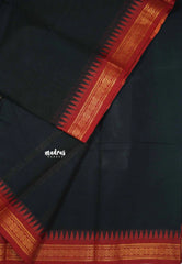 Karthigai silk cotton Plain very small border - Black