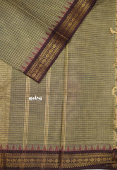 Karthigai silk cotton Muthukattam small border  - Mild brown