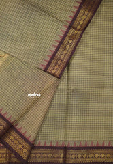 Karthigai silk cotton Muthukattam small border  - Mild brown