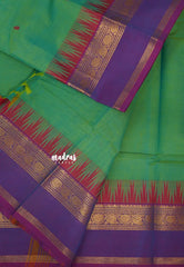 Dual Shade Green - Karthigai silk cotton Big Temple Border with Buttas
