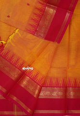 Yellowish Orange - Karthigai silk cotton Big Temple Border with Buttas