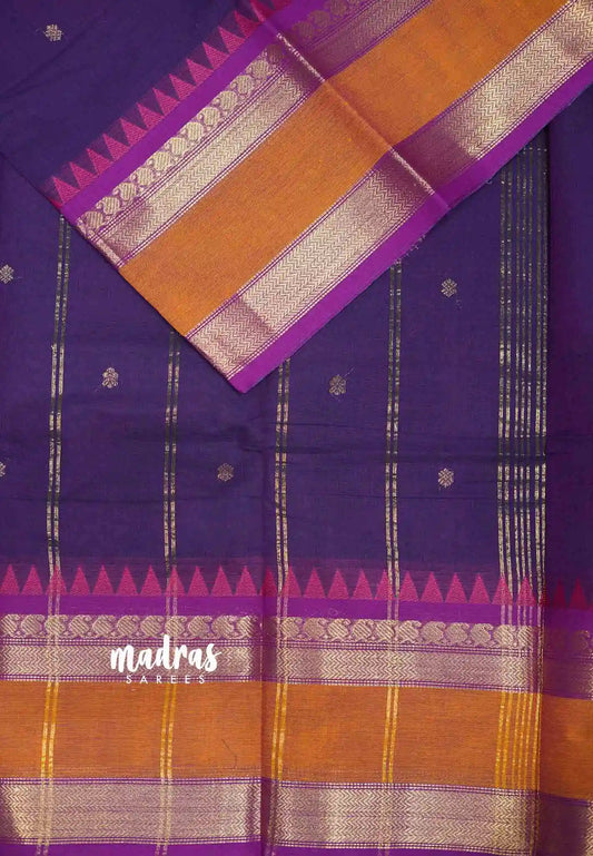 Karthigai silk cotton mango multiborder - Purple