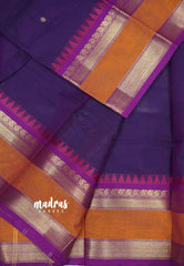 Karthigai silk cotton mango multiborder - Purple