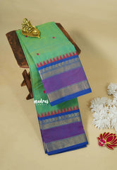 Dual shade Green - Karthigai silk cotton mango and temple skirt border with buttas