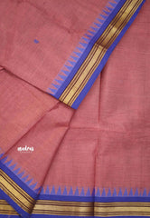 Karthigai silk cotton Plain very small border - English Onion pink