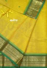 Lemon yellow - Karthigai silk cotton getti zari with mango border