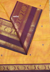 Karthigai silk cotton mayil border - Mustard orange