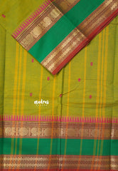 Mehndi Green - Karthigai silk cotton buttas annam small temple border