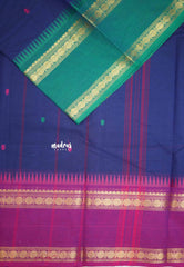 Karthigai silk cotton Rudhraksham Ganga Jamuna border  - MS Blue