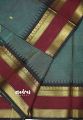 Karthigai silk cotton mango multiborder - Deep grey