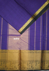 Karthigai silk cotton plain body big mayil border - Violet