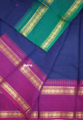 Karthigai silk cotton Rudhraksham Ganga Jamuna border  - MS Blue