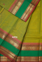 Mehndi Green - Karthigai silk cotton buttas annam small temple border