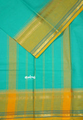 Sea Green - Karthigai silk cotton plain body rudraksham skirt border